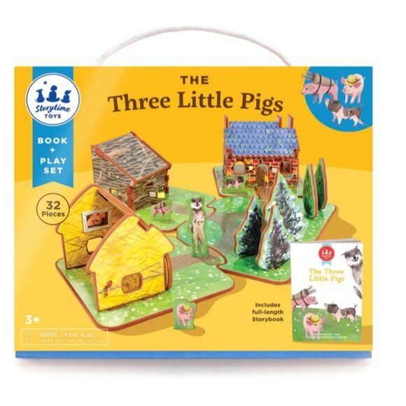 The Three Little Pigs Book & Play Set 32-Piece Storytime Toys Includes Storybook - Picture 1 of 3